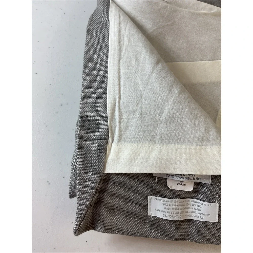 Pair of RESTORATION HARDWARE Dark Gray CURTAIN PANEL 100% LINEN 50 X 84